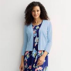NWOT Croft & Barrow Blue Cardigan Sweater Classic Knit……749